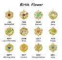 New 12 Birthday Flower Birthstone Name Rotating Necklace view 15