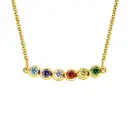 Simple Circular Rainbow Zircon Birthstone Necklace view 1