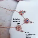 New 12 Birthday Flower Birthstone Name Rotating Necklace view 14