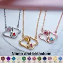 Heart To Heart Double Love Birth Stone Name Classic Necklace view 2