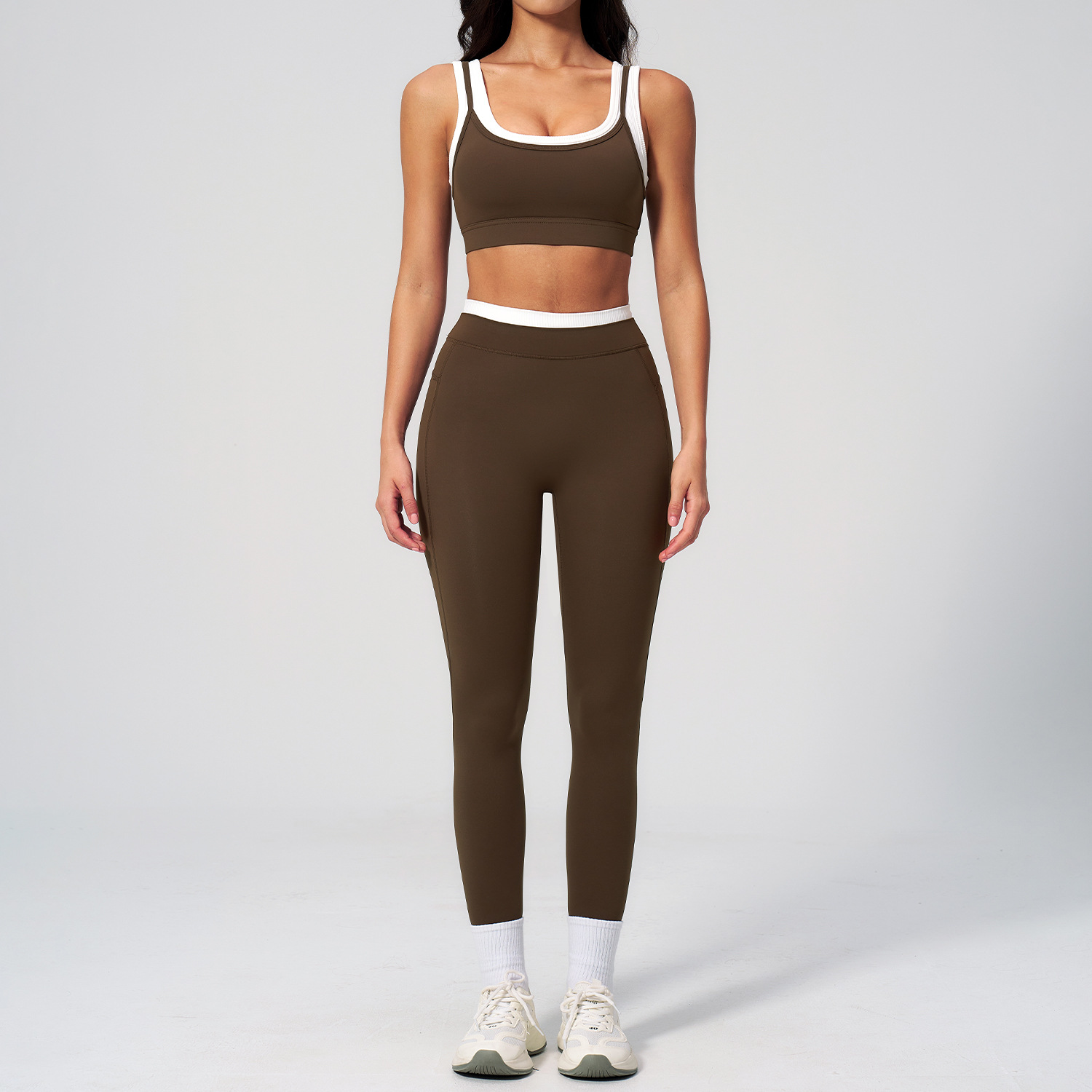 Contrast Nude Yoga Suit Thread
