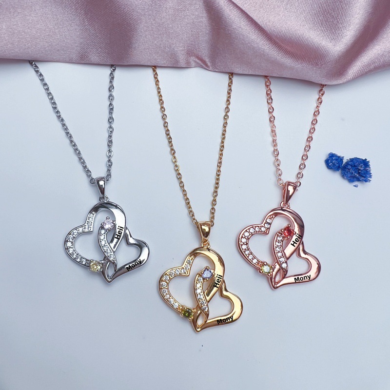 Valentine's Day Mother's Day Love Micro Inlaid Birthday Stone Pendant Necklace
