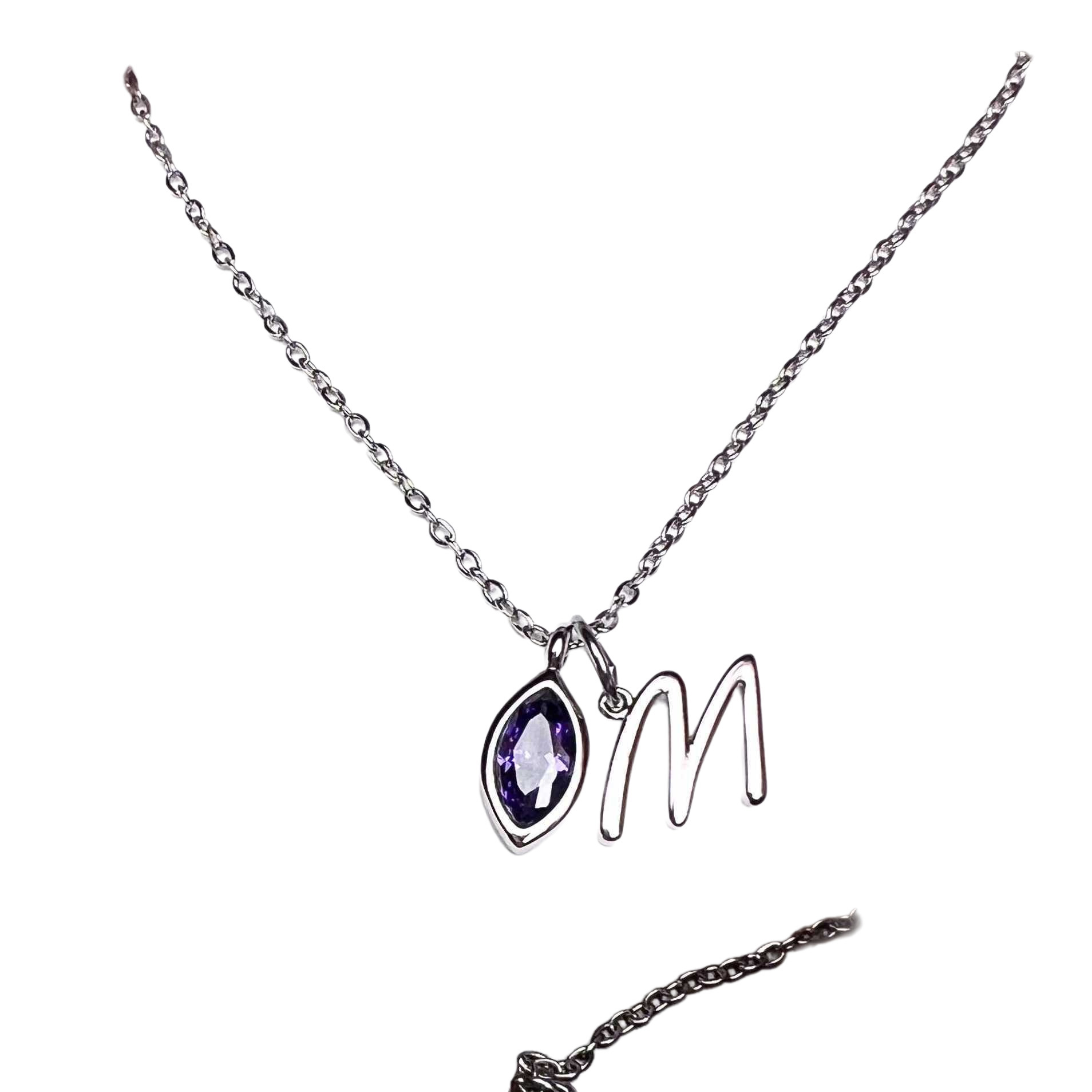 Horse Eye Shaped Diamond Shaped Zircon Birthstone Necklace