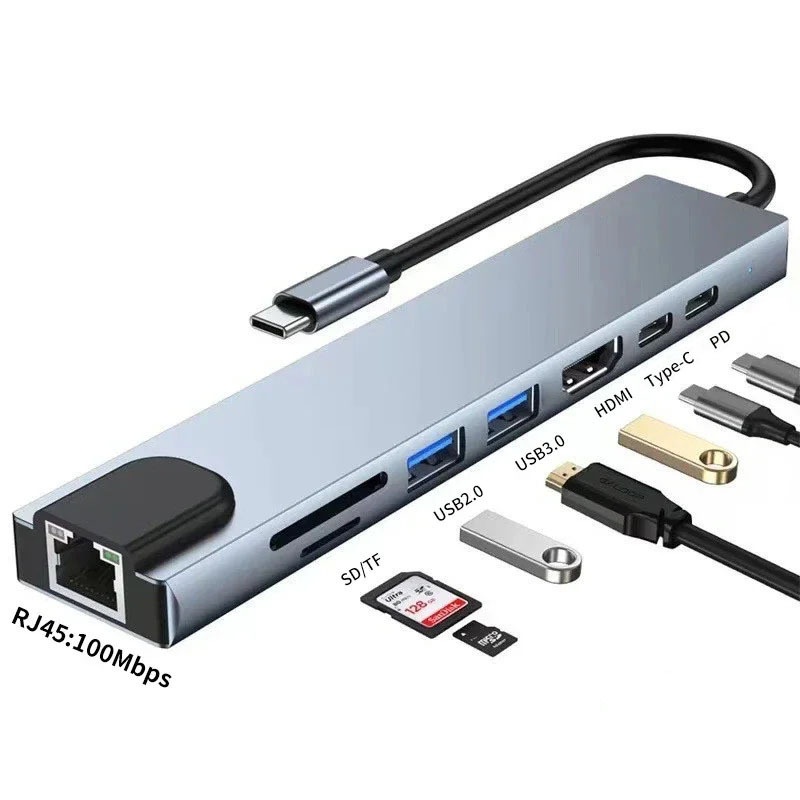 Dual-head 7-in-1 USB 30 Hub Multi-functional Docking Station 7