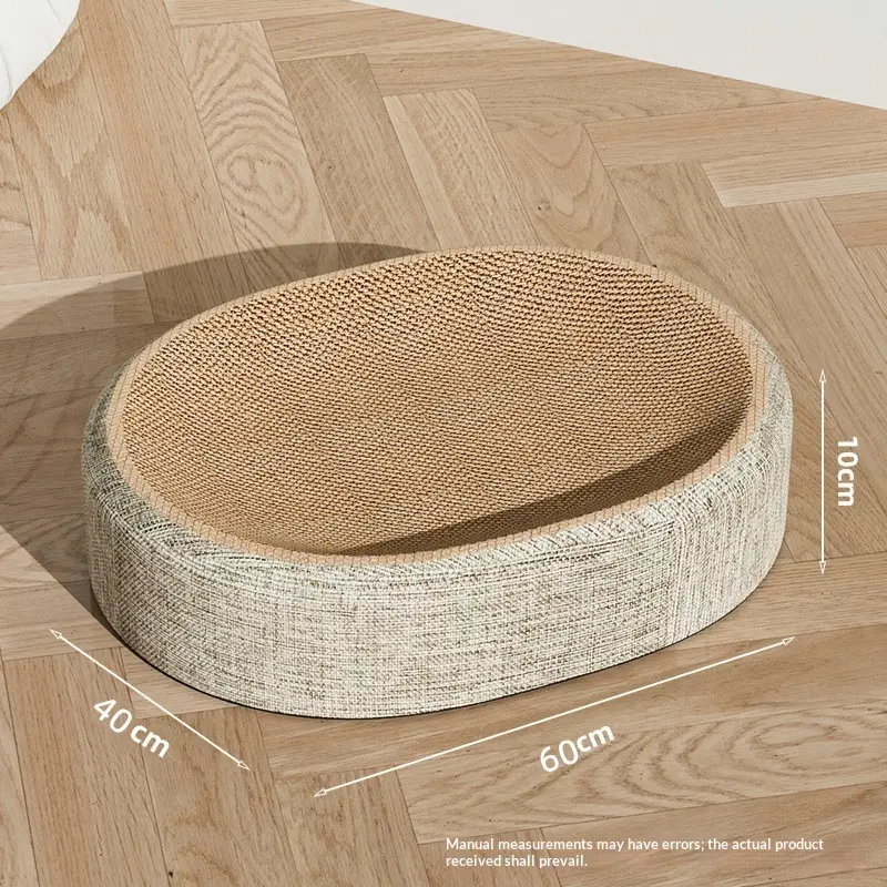 Woven Scratching Post And Oval Cat Bed In One