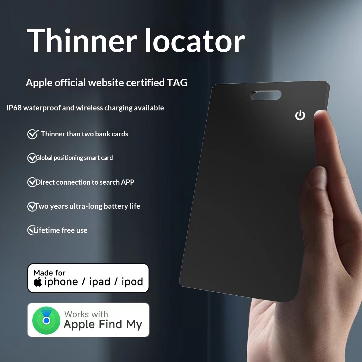 Ultra-thin Wireless Charging Smart Card Locator
