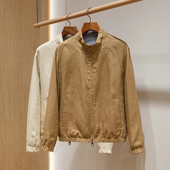 Mens Stand-Neck Double-Faced Jacket Casual SpringAutumn Coat