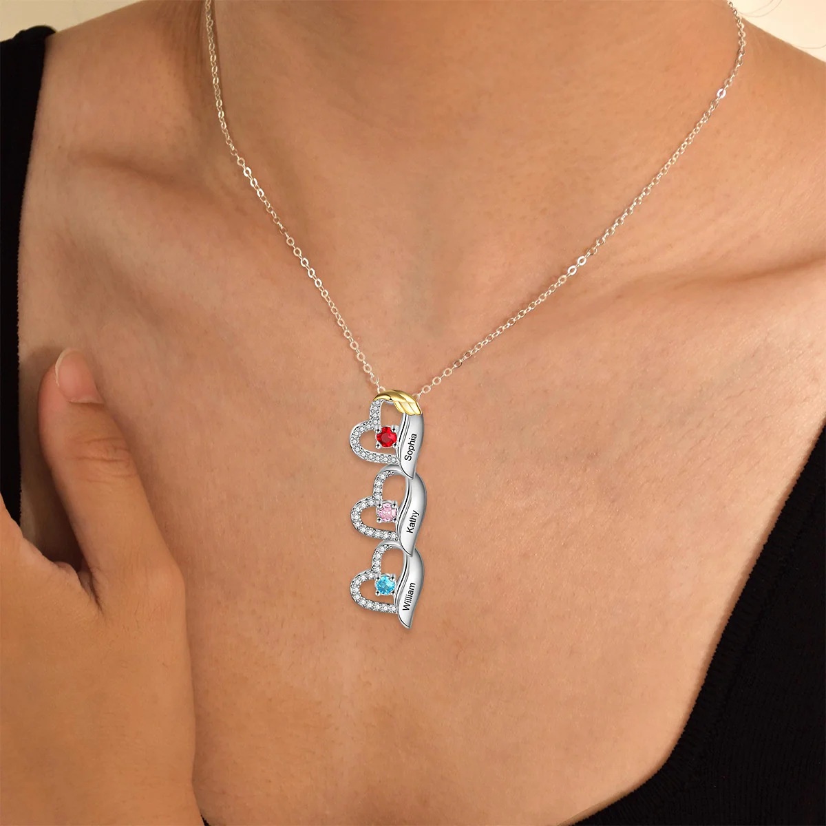 Mother's Day Love Diamond Birthstone Pendant Necklace