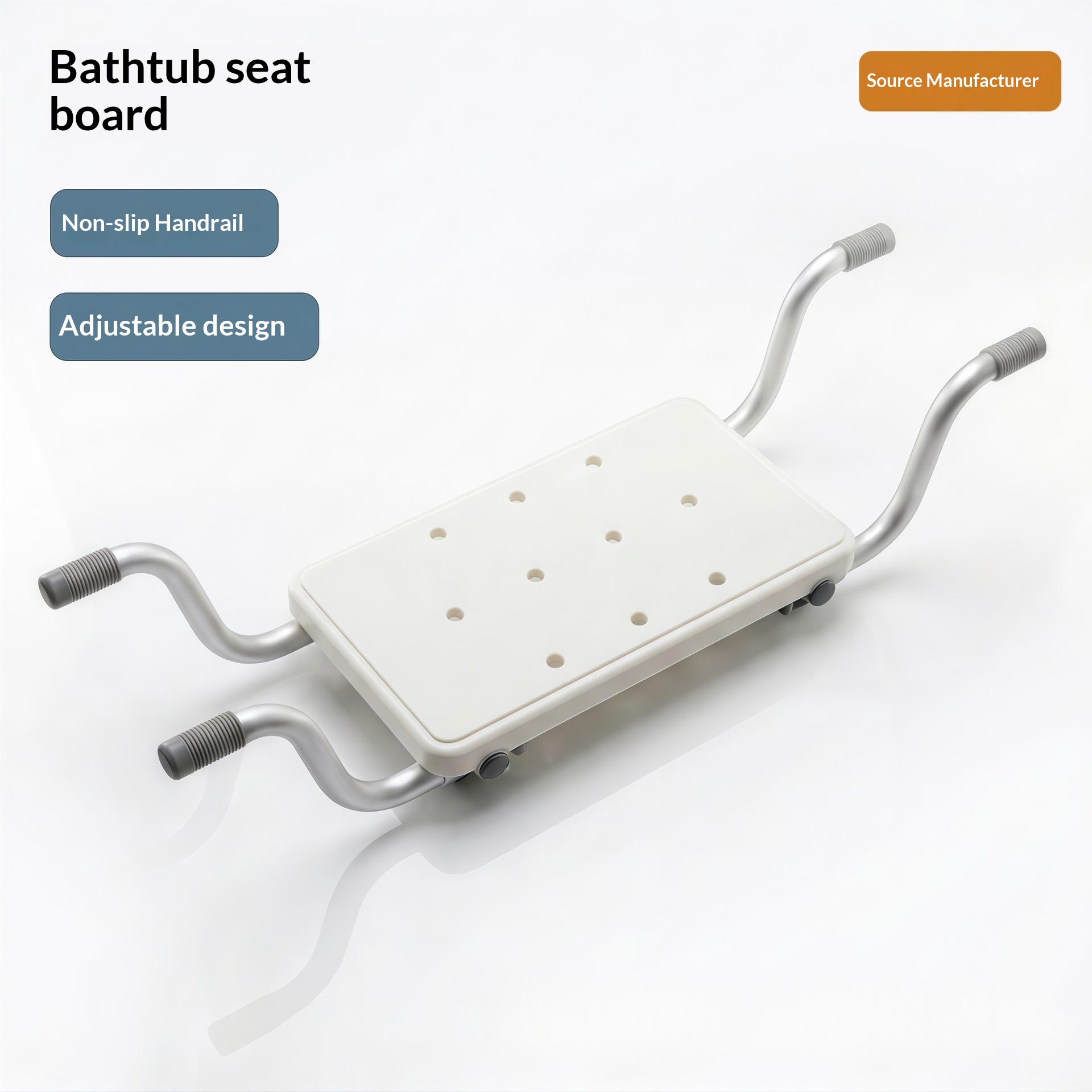 Adjustable Aluminum Bathtub Seat with Non-Slip Grip