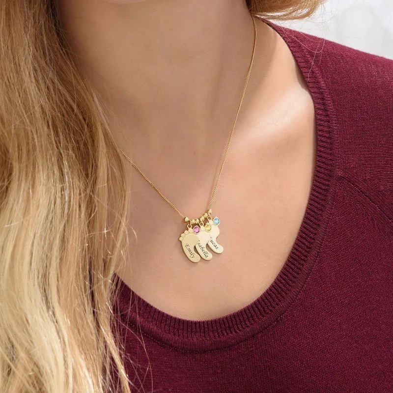 Simple Mother's Day Anklet Necklace With December Birthstone Engraving