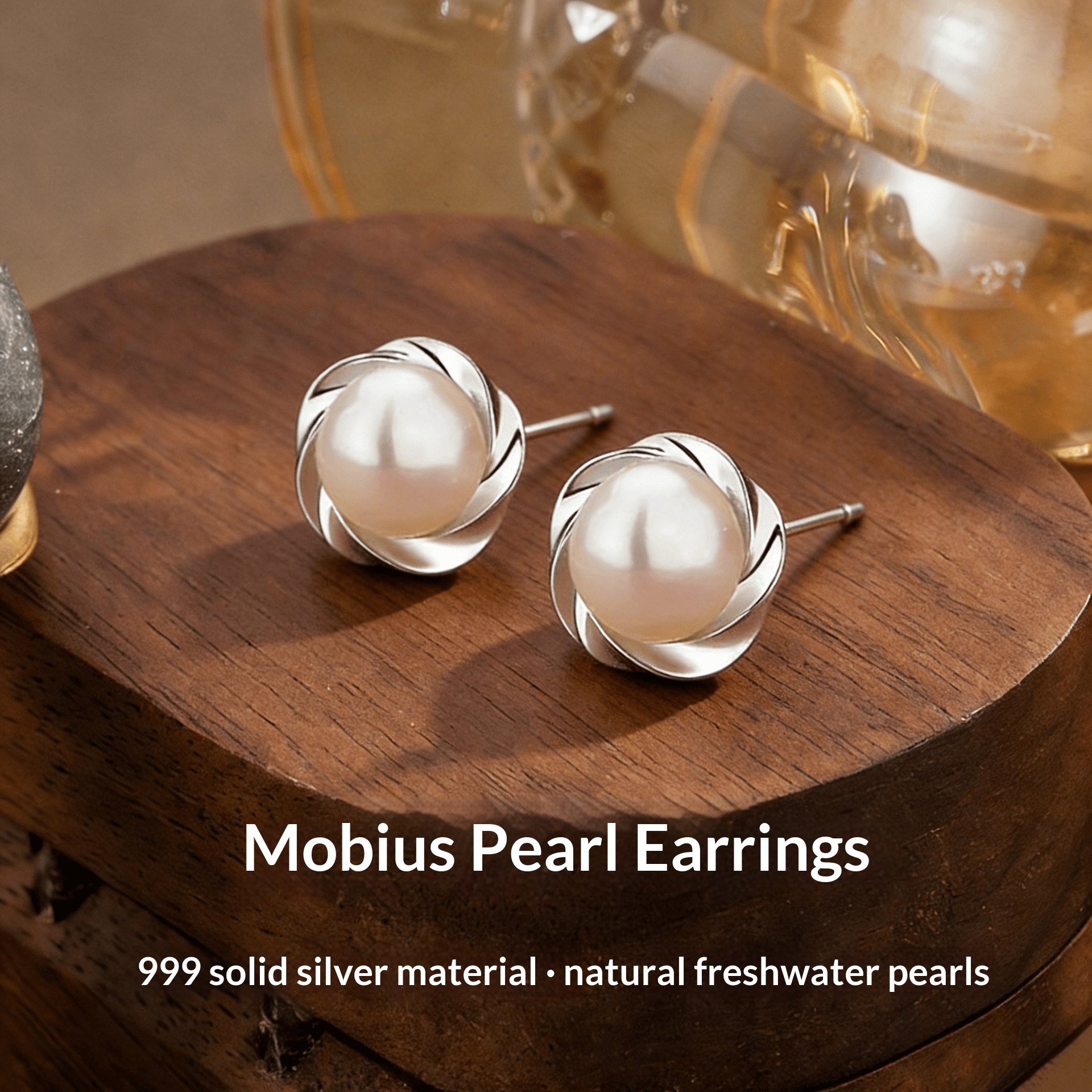 999 Fine Silver Natural Freshwater Pearl Earrings For Women