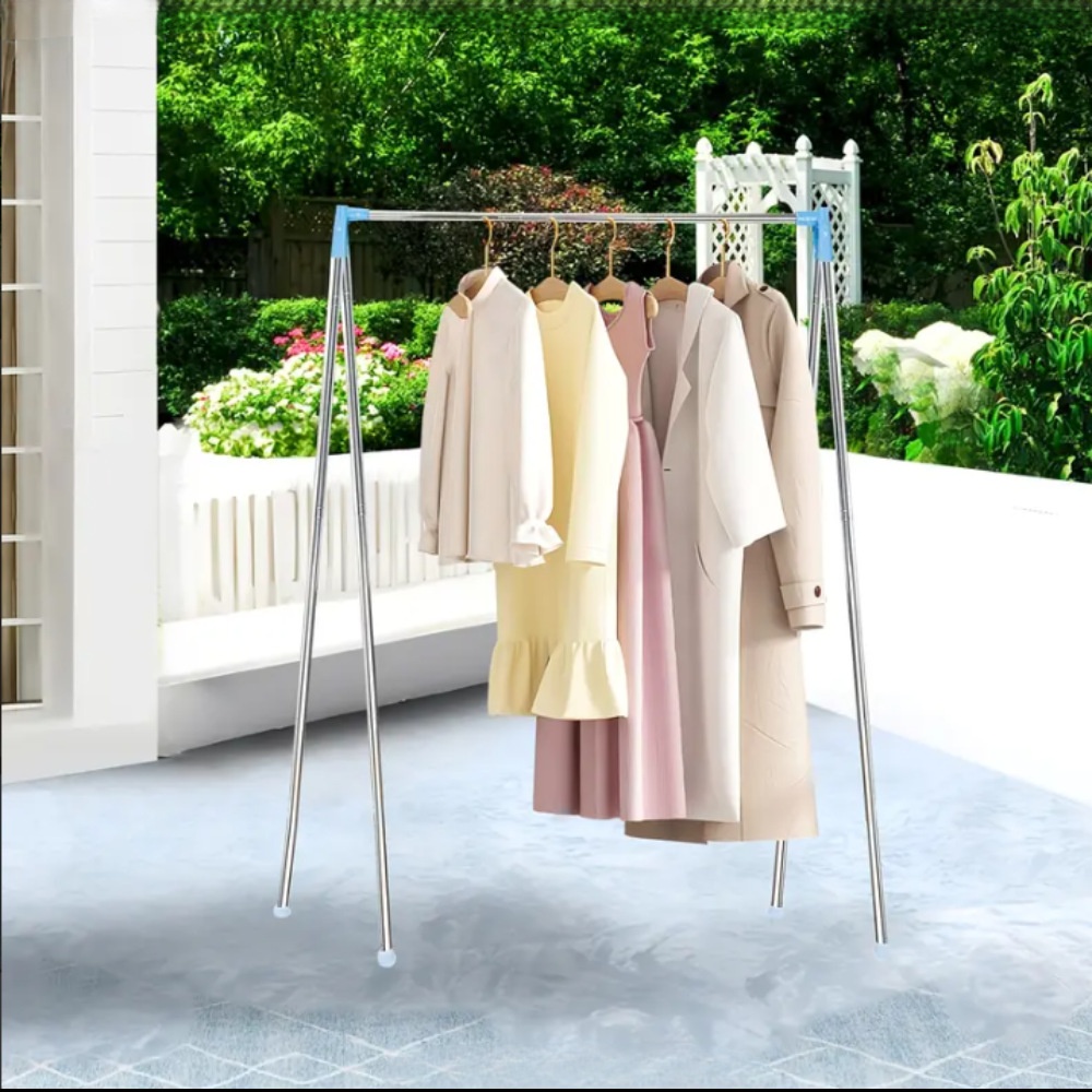 Folding Stainless Steel Floor Clothes Telescopic And Portable Drying Rack