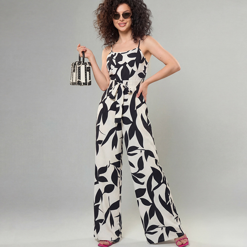 Zebra-Print Strap Jumpsuit For Women