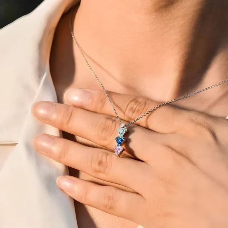 Mother's Day Simple Triangle Birthstone Necklace Personalized December Birthstone