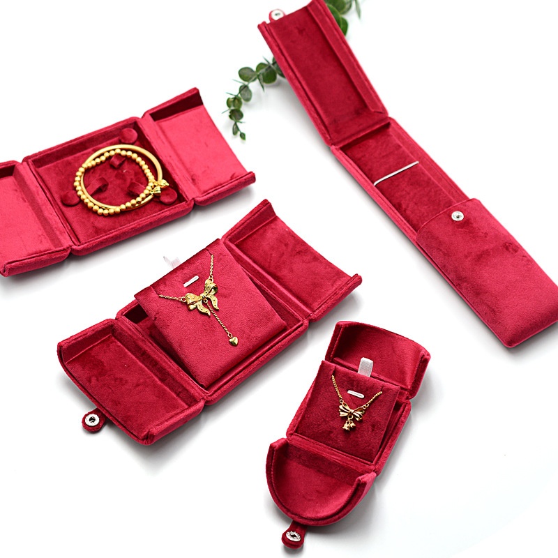 Double-compartment Velvet Jewelry Box For Rings Earrings Necklaces And Bracelets