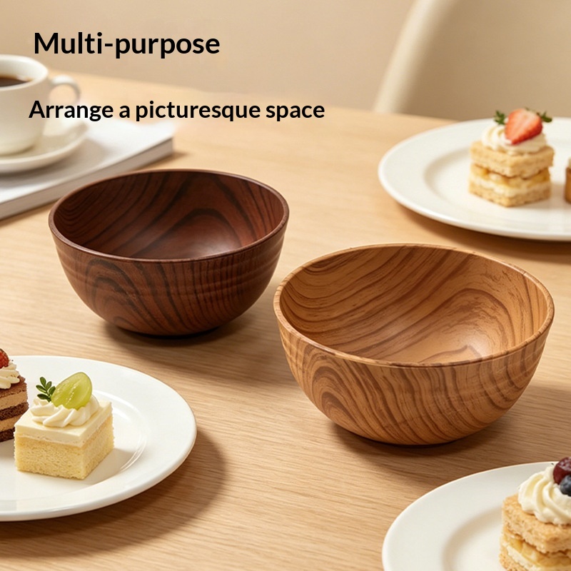 Insulated Wood-Grain Dining Bowl – 15cm