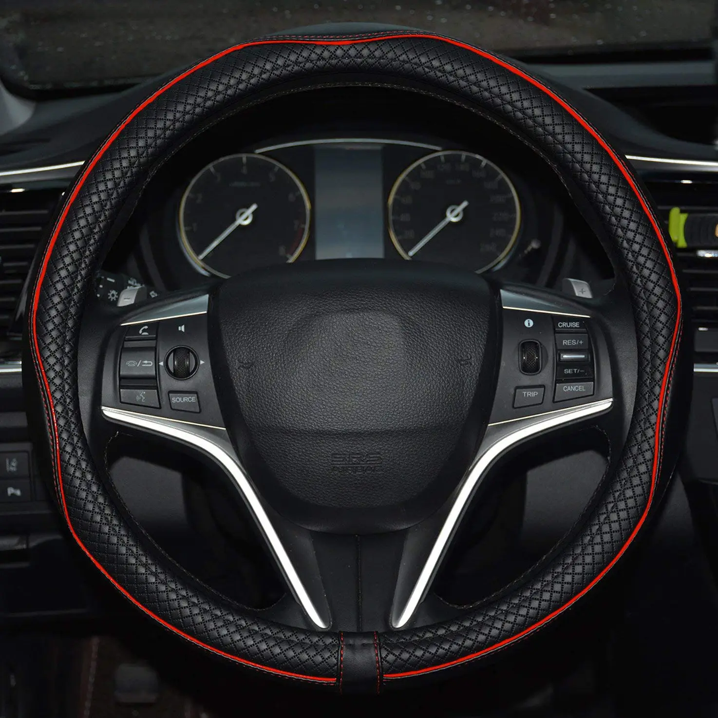 Embossed All-Season Universal Leather Steering Wheel Cover