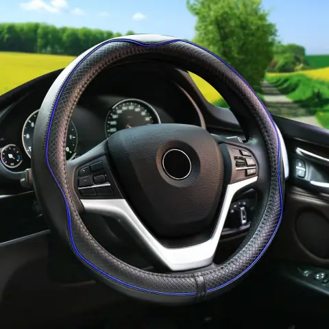 Embossed All-Season Universal Leather Steering Wheel Cover