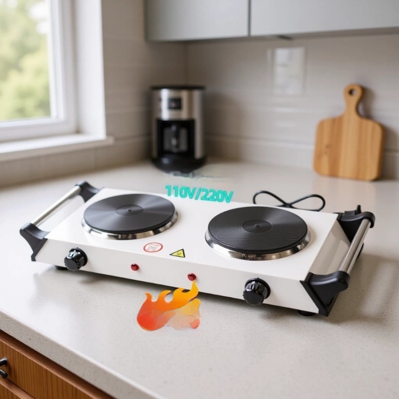 Double-burner Electric Stove With Handles