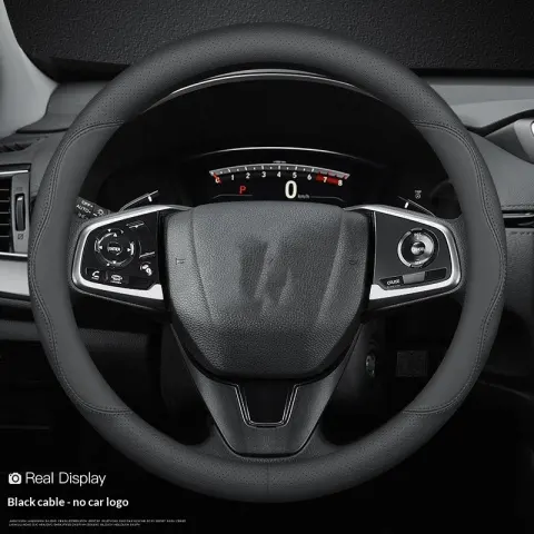Cowhide Steering Wheel Cover Sporty Style
