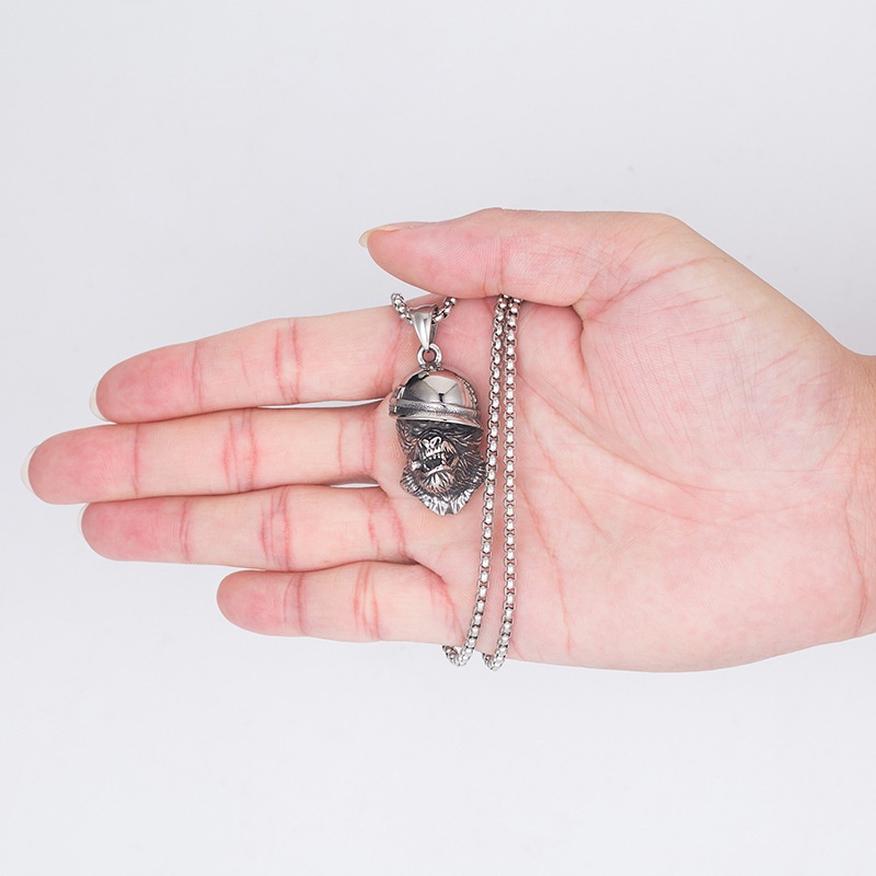 Black Kong Gorilla Titanium Steel Mens Necklace