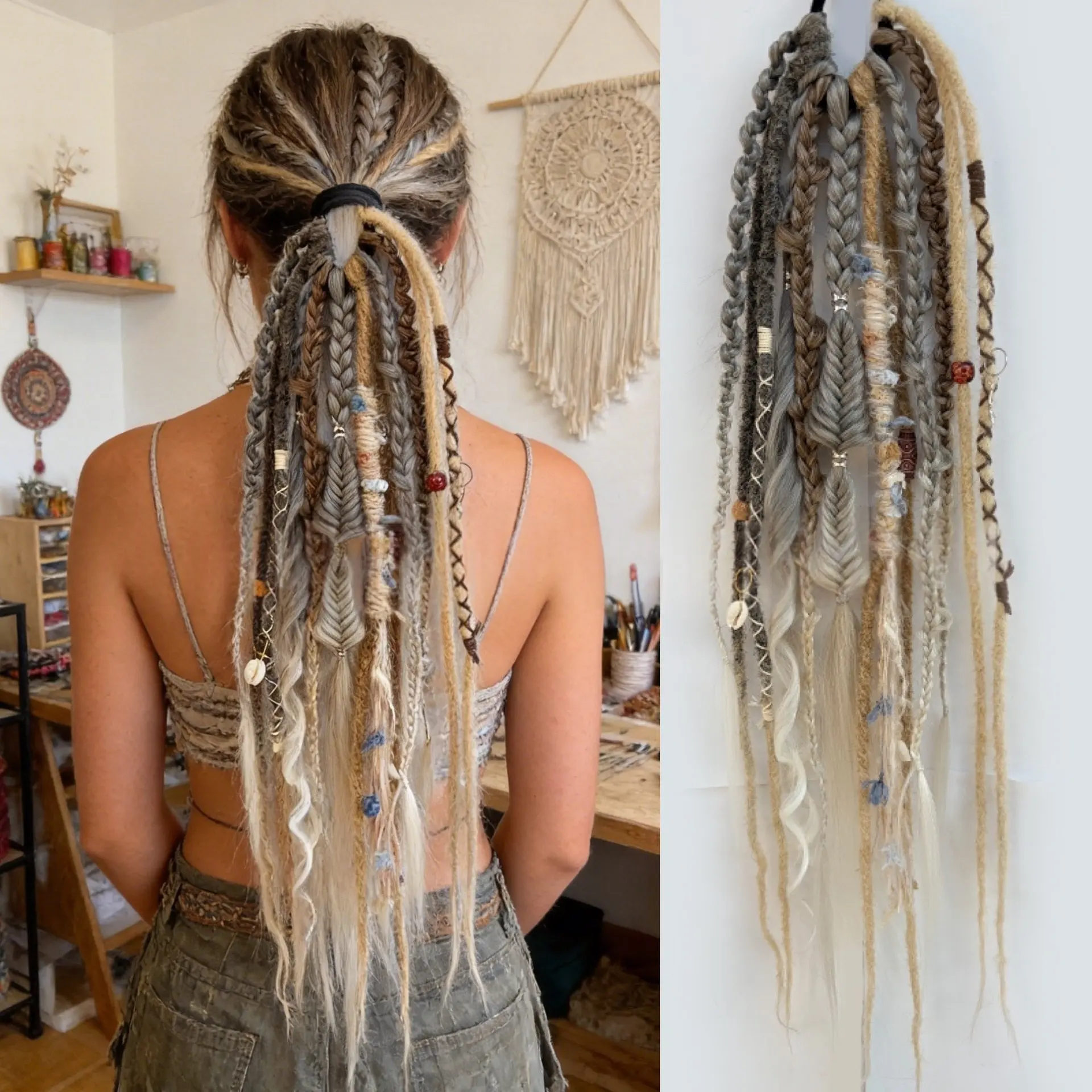 Synthetic Matte Dreadlock Colorful Rope Ponytail Crochet