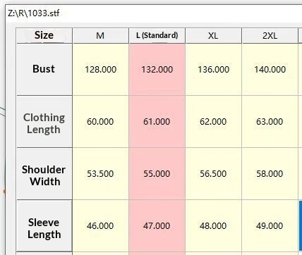 Size chart for Corduroy Cropped Jacket