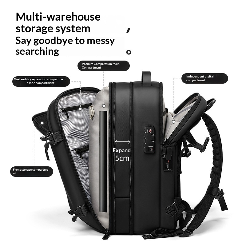 Sac à dos compressé sous vide – sac à dos de voyage portable peu encombrant avec – Image 2