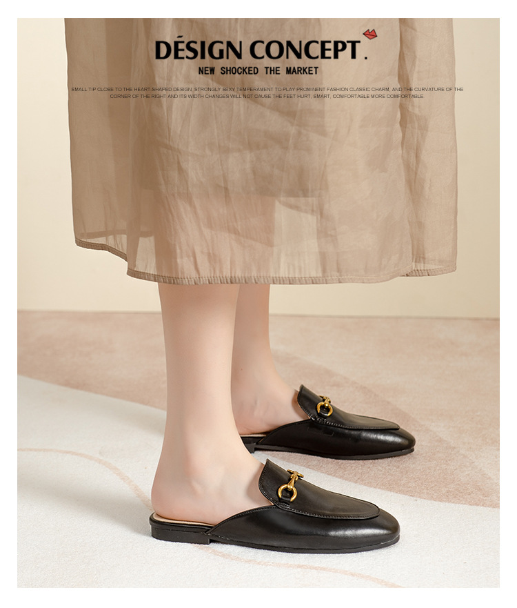 Women's Flat-Soled Horsebit Loafer Mules — worn view 12