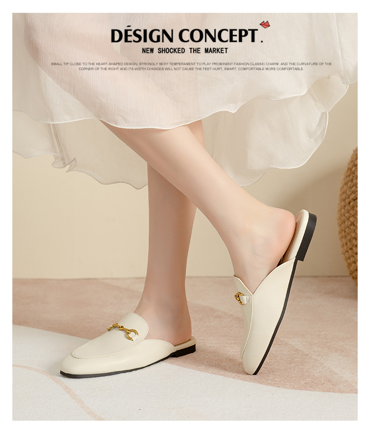 Women's Flat-Soled Horsebit Loafer Mules — worn view 3