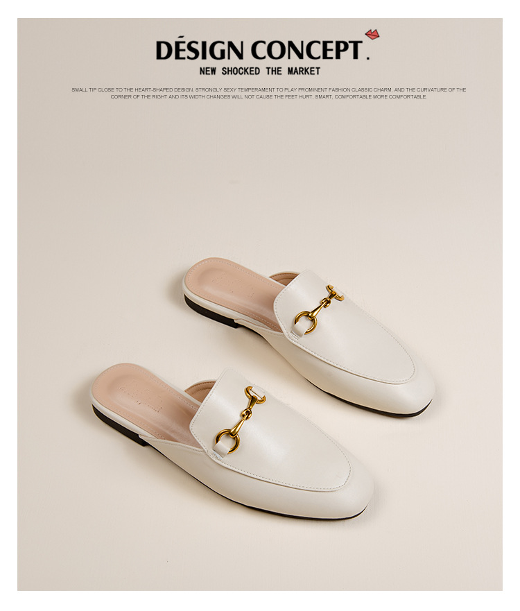 Women's Flat-Soled Horsebit Loafer Mules — sole detail 6