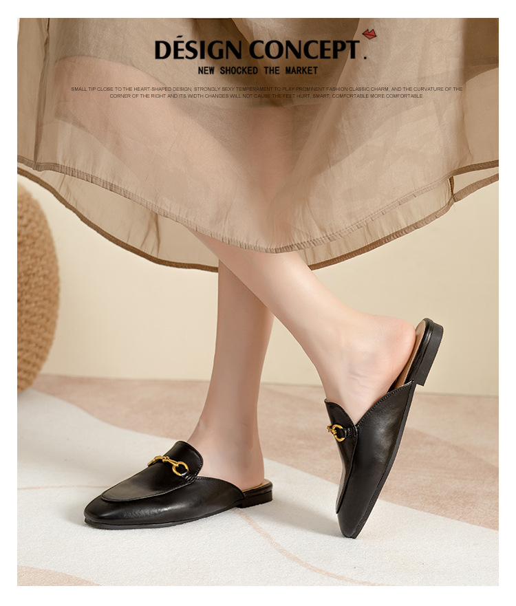Women's Flat-Soled Horsebit Loafer Mules — worn view 11