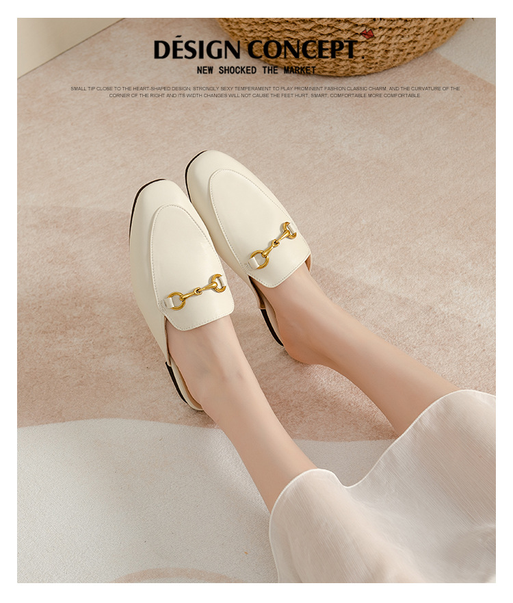 Women's Flat-Soled Horsebit Loafer Mules — worn view 5