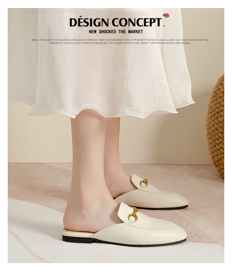 Women's Flat-Soled Horsebit Loafer Mules — worn view 1