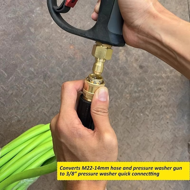 High-Pressure Washer Quick-Connect Kit 38 Hose Quick-Connect Fittings, 14 Brass Male And Female Adapters, Four-Piece Set 5