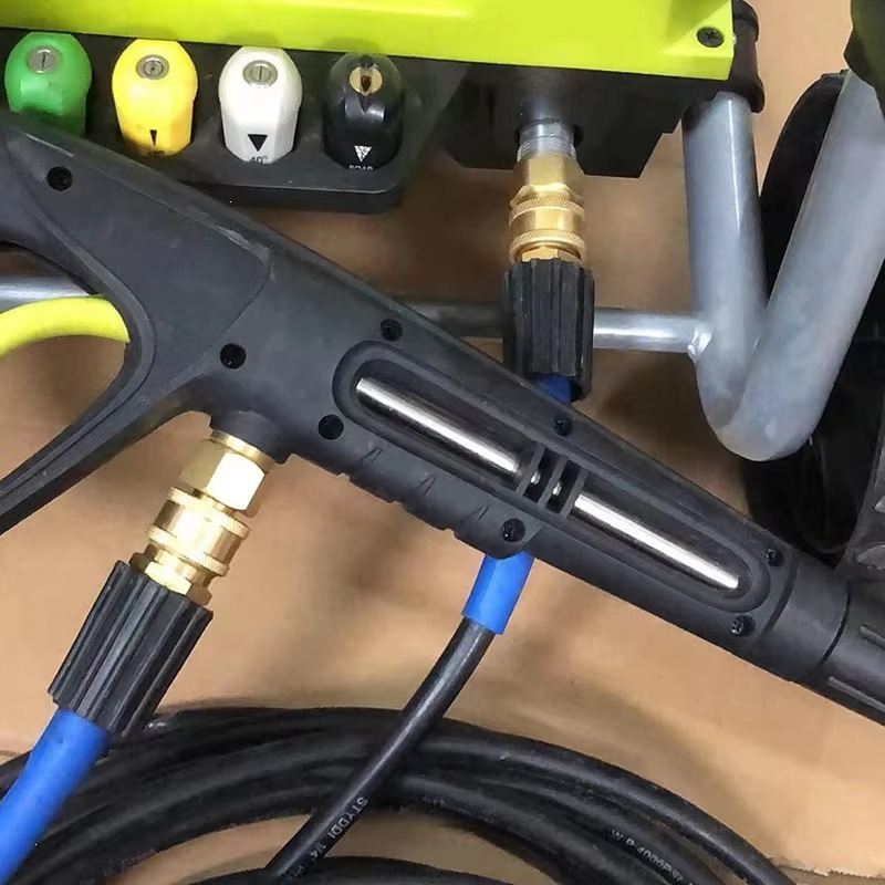 High-Pressure Washer Quick-Connect Kit 38 Hose Quick-Connect Fittings, 14 Brass Male And Female Adapters, Four-Piece Set 7