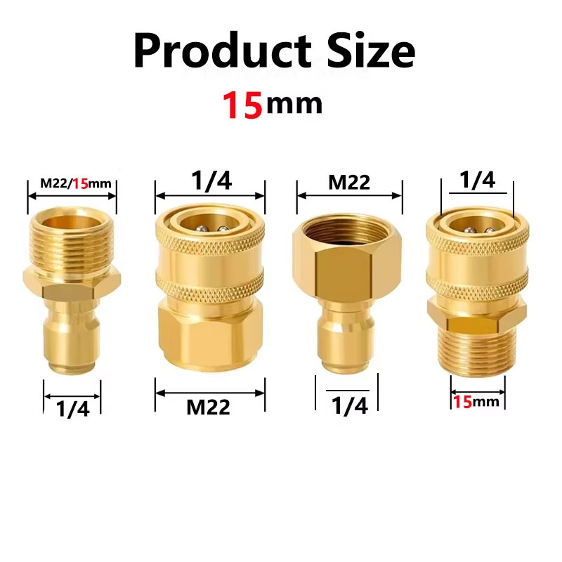 High-Pressure Washer Quick-Connect Kit 38 Hose Quick-Connect Fittings, 14 Brass Male And Female Adapters, Four-Piece Set 2