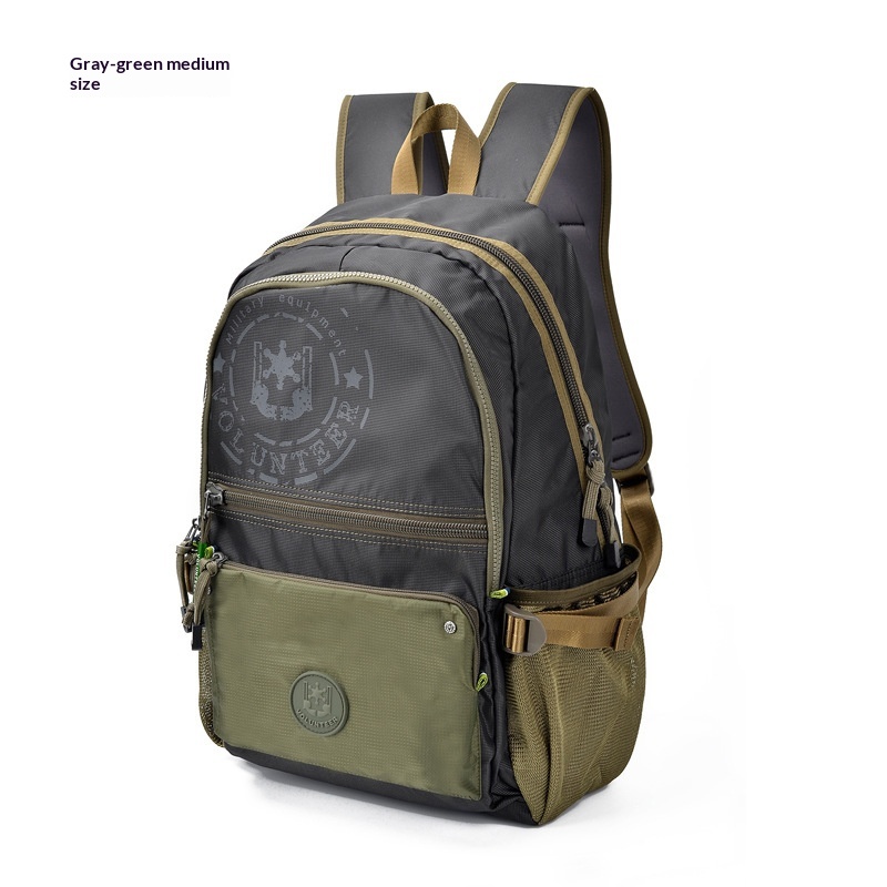 Waterproof Canvas Large-Capacity Travel Backpack For Men Gray Green M