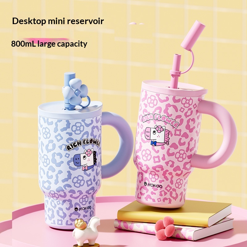 Leopard-print Car Cute Straw Cup Internet-famous Coffee Mug 3