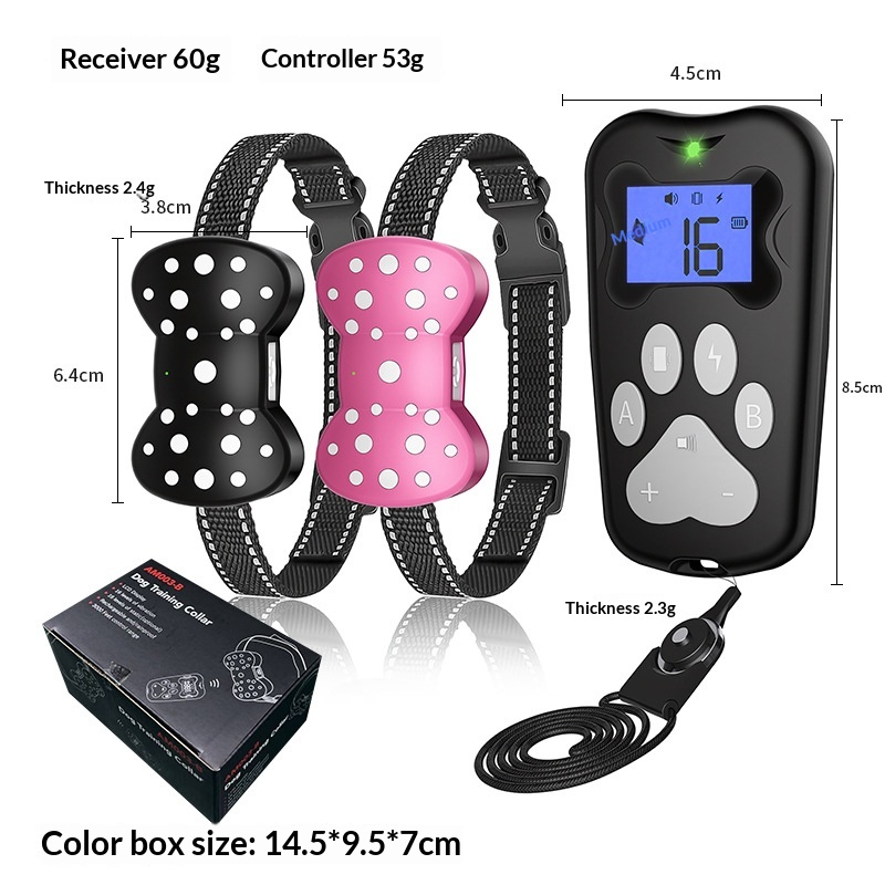 Electric-shock Remote Dog Training Device Rechargeable Waterproof Long Range Ultrasonic Bark Control Collar 8