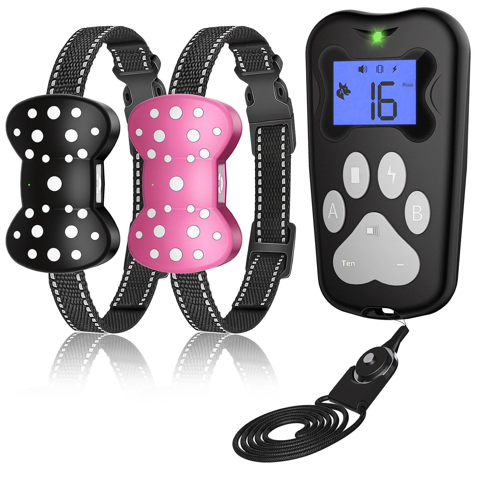 Electric-shock Remote Dog Training Device Rechargeable Waterproof Long Range Ultrasonic Bark Control Collar 3