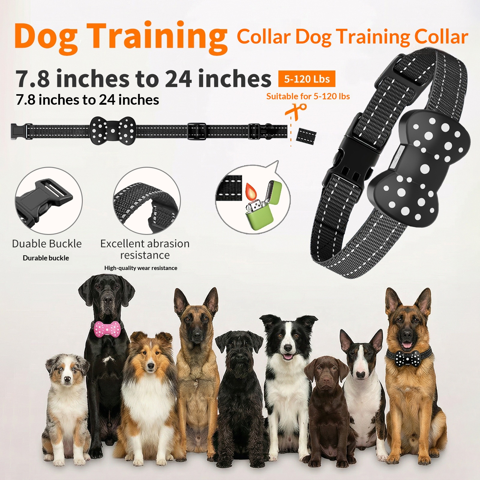 Electric-shock Remote Dog Training Device Rechargeable Waterproof Long Range Ultrasonic Bark Control Collar 5