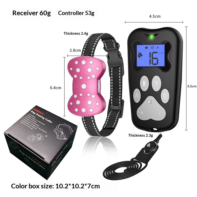 Electric-shock Remote Dog Training Device Rechargeable Waterproof Long Range Ultrasonic Bark Control Collar 6
