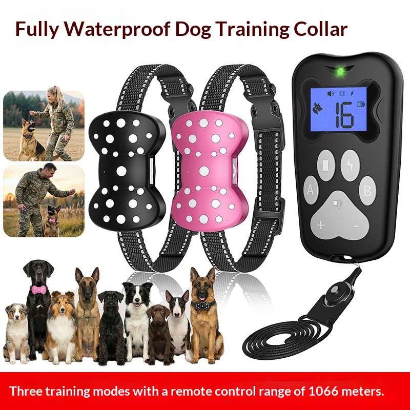 Electric-shock Remote Dog Training Device Rechargeable Waterproof Long Range Ultrasonic Bark Control Collar 4