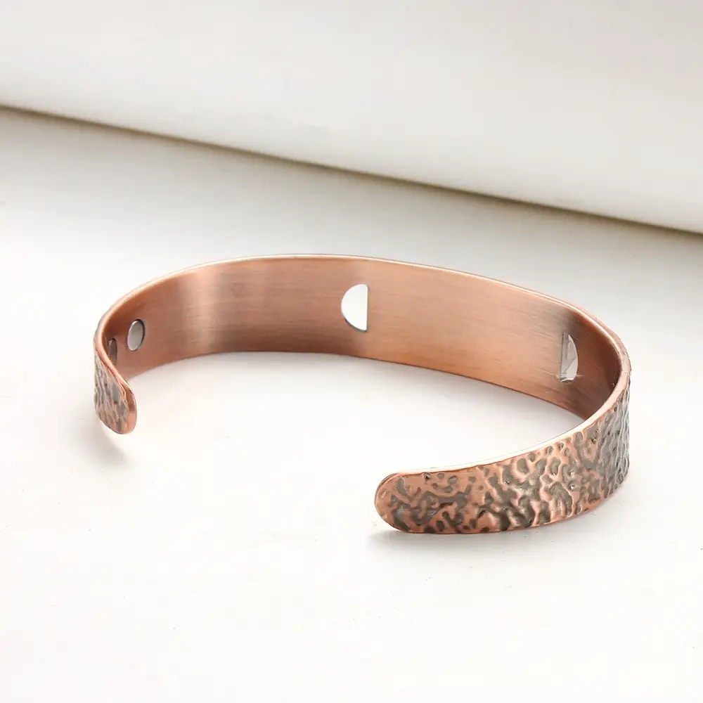 Vintage Hollowed-Out Solid Copper Magnet Red Copper Bracelet