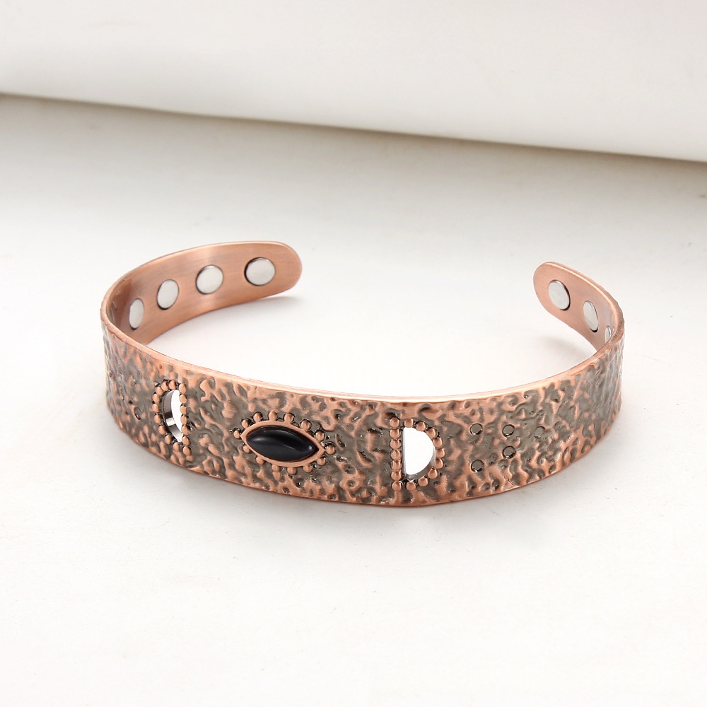 Vintage Hollowed-Out Solid Copper Magnet Red Copper Bracelet