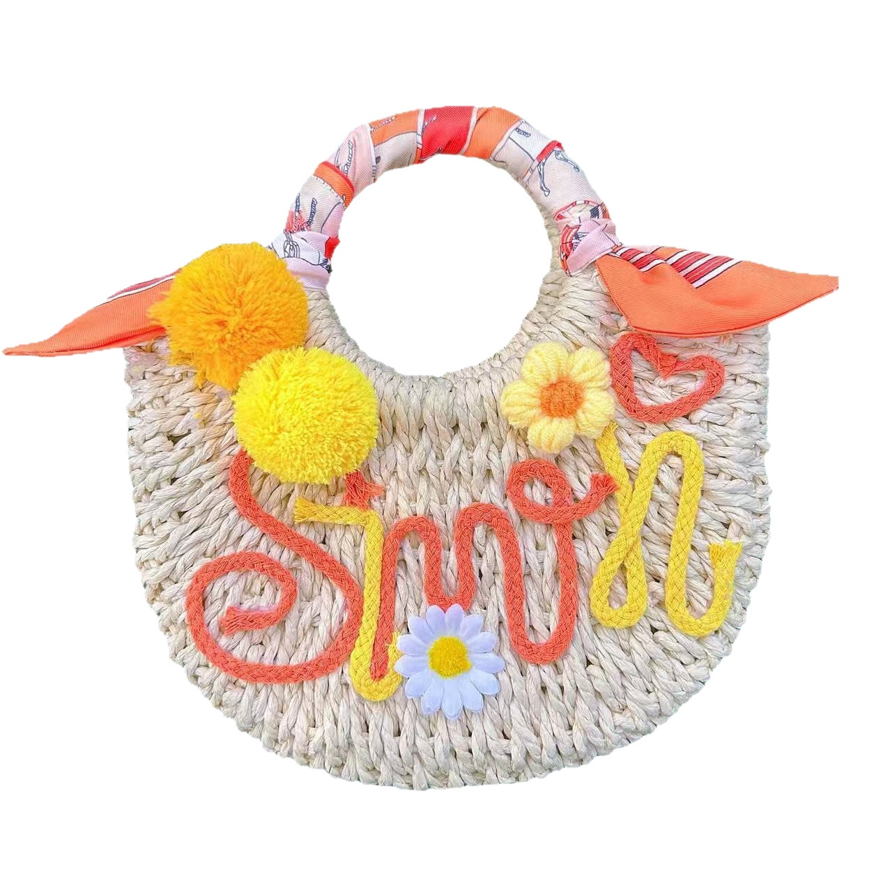 Mothers Day DIY Straw Bag Kit With Felt Letter Poms 7
