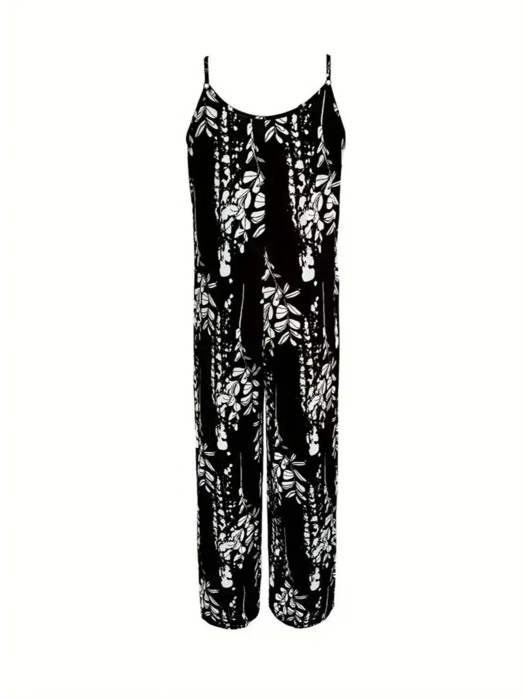 European And American Plus-Size Womens Fashionable Printed Strap Jumpsuit