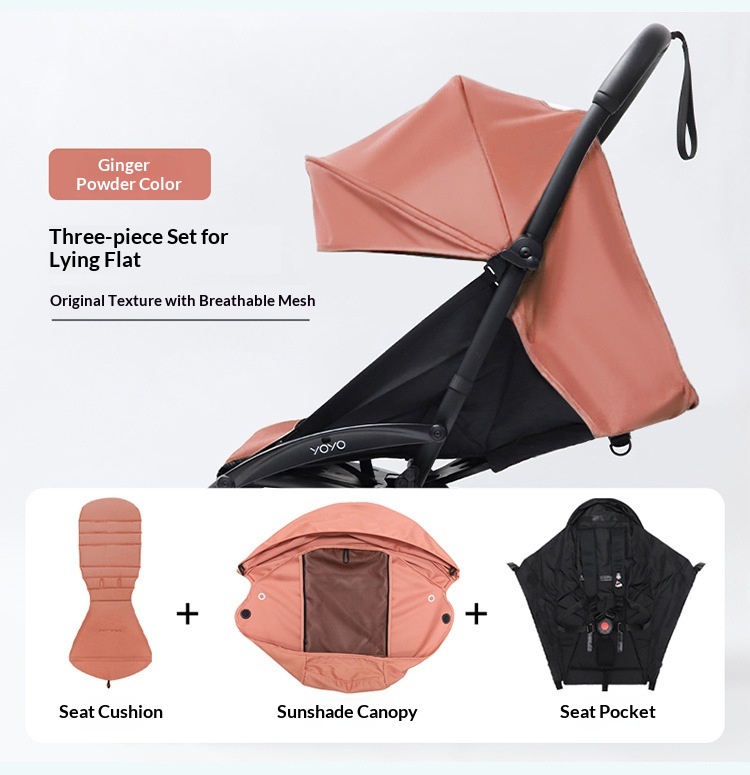 Ensemble de trois pièces pour poussette à inclinaison plate et coussin de siège – Image 3