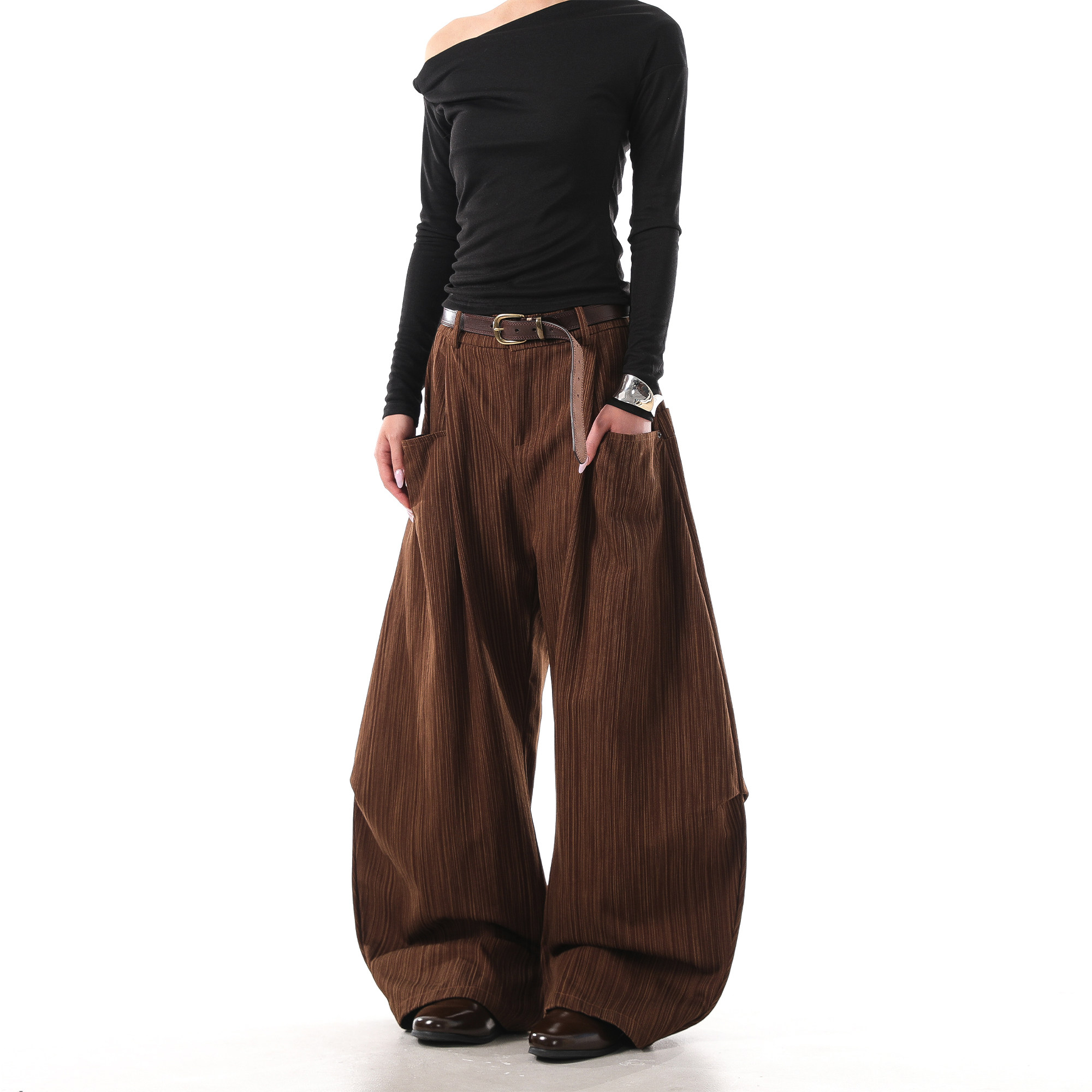 Autumn Front-pocket Tree-pattern Vintage Relaxed-fit Bootcut Pants